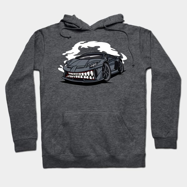 SHARK MONSTER CAR Hoodie by beanbeardy